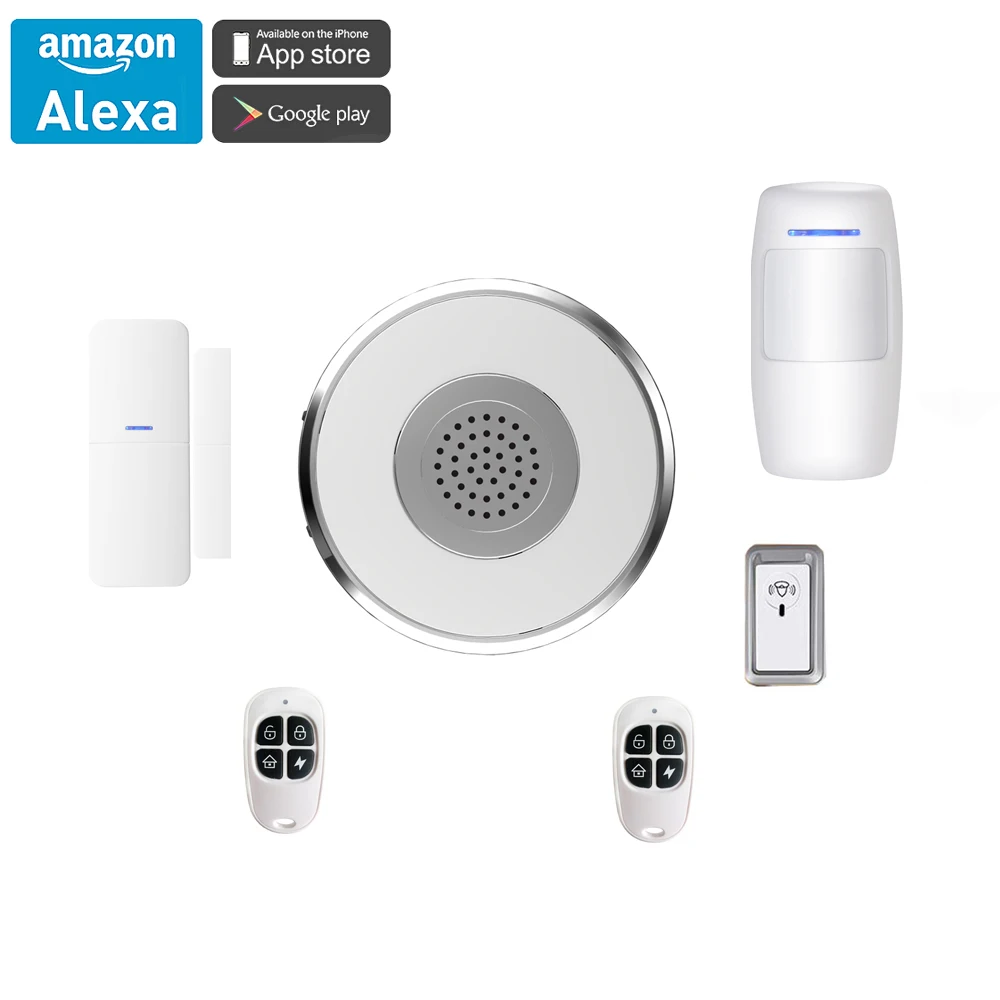 Alexa Google Home Tuya WiFi умный домашний комплект безопасности шлюз концентратор датчик двери окна PIR 2 брелока Кнопка передатчика двери