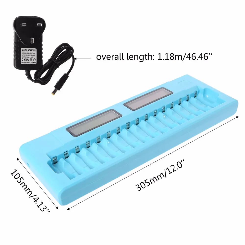 

16 Slots LCD Intelligent Smart Battery Charger 1.2V AA AAA Ni-MH Ni-Cd Batteries 4 Color