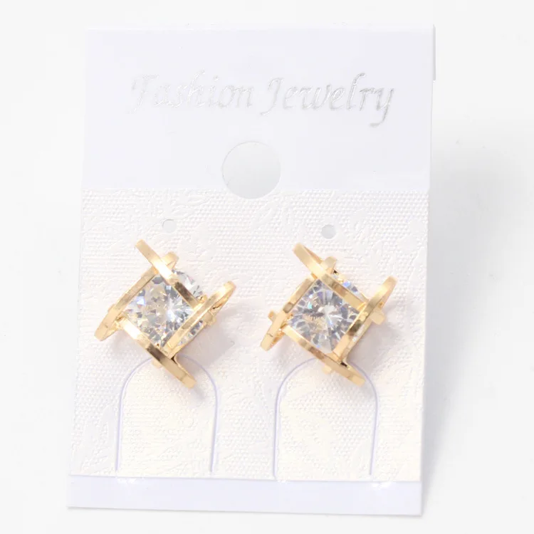 Серьги гвоздики с цирконом для женщин бижутерия серьги золотого цвета новая