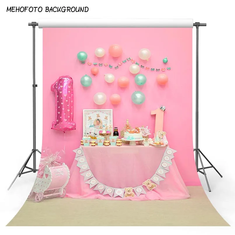 5X7 футов Шевроны стены воздушные шары 1-й день рождения торт Детские фотографии фоны индивидуальные фотографические фоны для фотостудии