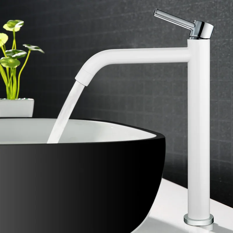 Basin faucet Hot and Cold Copper bathroom sink tall chrome/black/white brass crane | Обустройство дома
