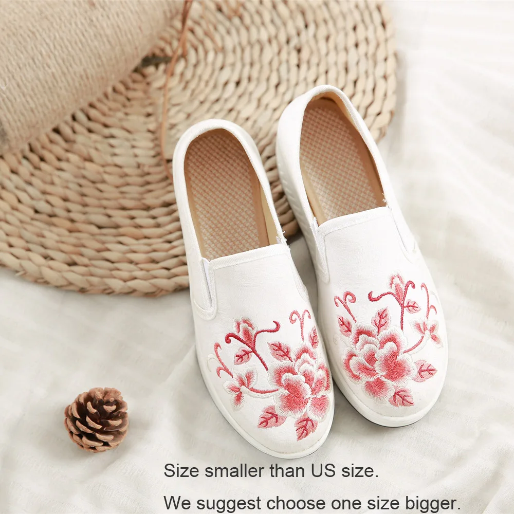 Vintage Embroidery Sneakers Women Ladies Floral Embroidered Platform Shoes Woman Casual Ethnic Spring Female | Обувь