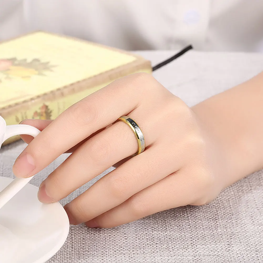 2017 любовь навсегда Сталь золото Цвет пара кольцо мода двойной круглый Для женщин