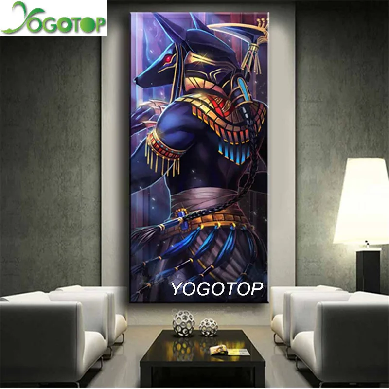 YOGOTOP полная квадратная/круглая дрель 5D DIY Алмазная картина "Египетский Бог Анубис" 3D Вышивка Узор Набор для вышивки крестом искусство YY627