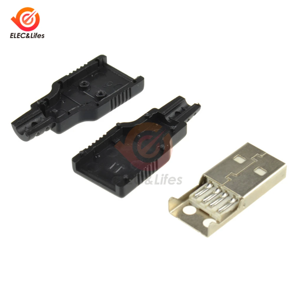 10 штук в наборе USB 2,0 Тип-4 контактный разъем Мужской разъем адаптера 4Pin USB разъем с черным Пластик крышка