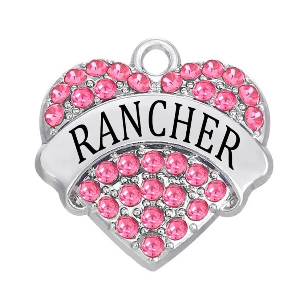 5 шт. Стразы хрустальные подвески в форме сердца RANCHER word charm DIY Подарочное ожерелье
