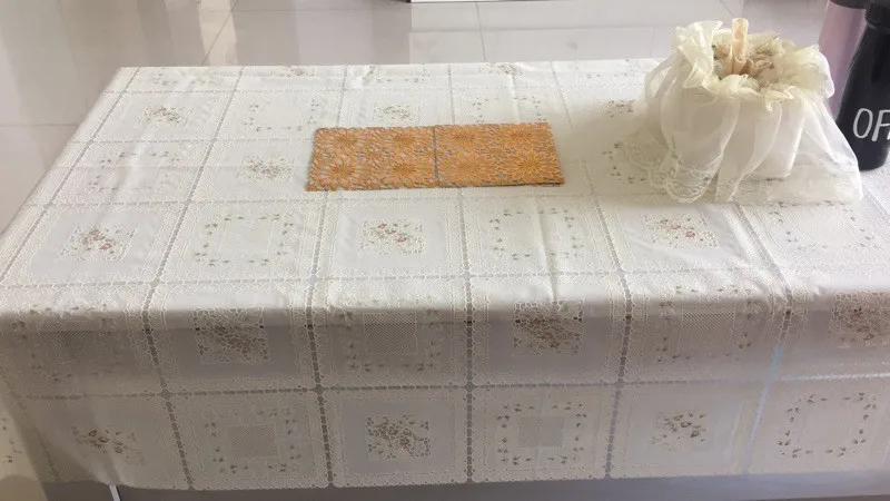 010 белый натуральный дешевые 136x290 см ПВХ скатерть чайная чашка коврик покрытие стола Табл е Runner вода Масло Доказательство обеденный