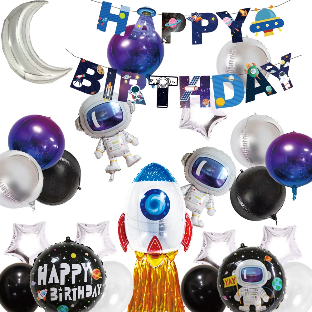 

Galaxy Theme Birthday Party Supplies Astronaut Rocket Ship Foil Balloon DIY Baby Shower Boy Girl Birthday Party Decorations Kids