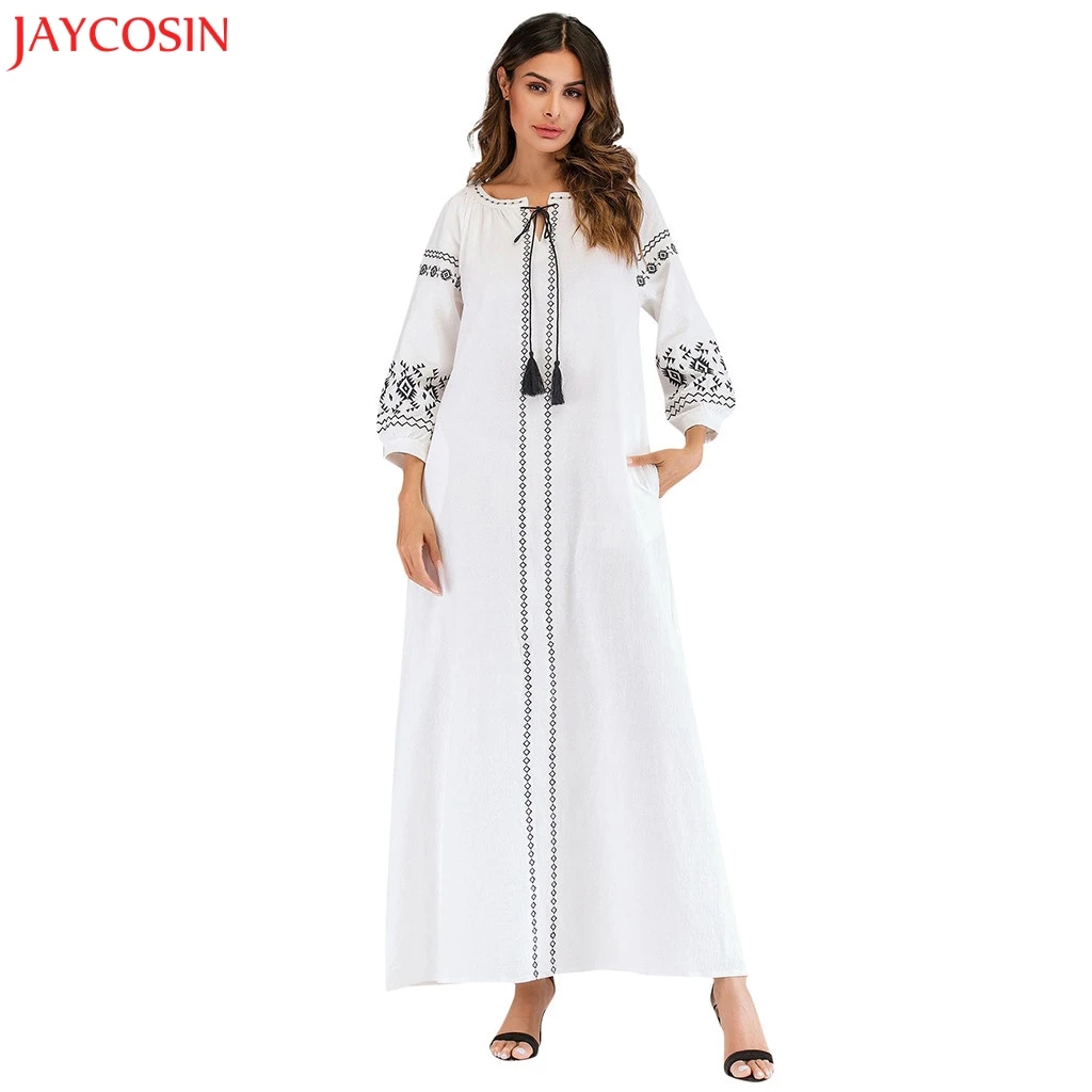 JAYCOSIN мусульманское женское бархатное платье с принтом Islamic Abaya Jilbab коктейльное