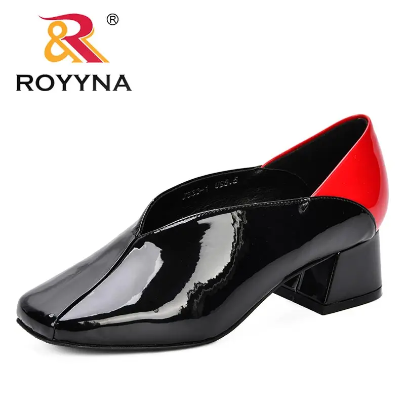 BLACK RED ROYYNA/Новинка года; дизайнерские женские туфли-лодочки на высоком каблуке с квадратным носком; женские вечерние и свадебные модельные туфли; модные стильные слипоны; Feminimo - Цвет: BLACK RED