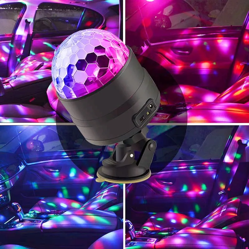 DC 5 в USB управление звуком LED RGB кристалл магический вращающийся шар сценический