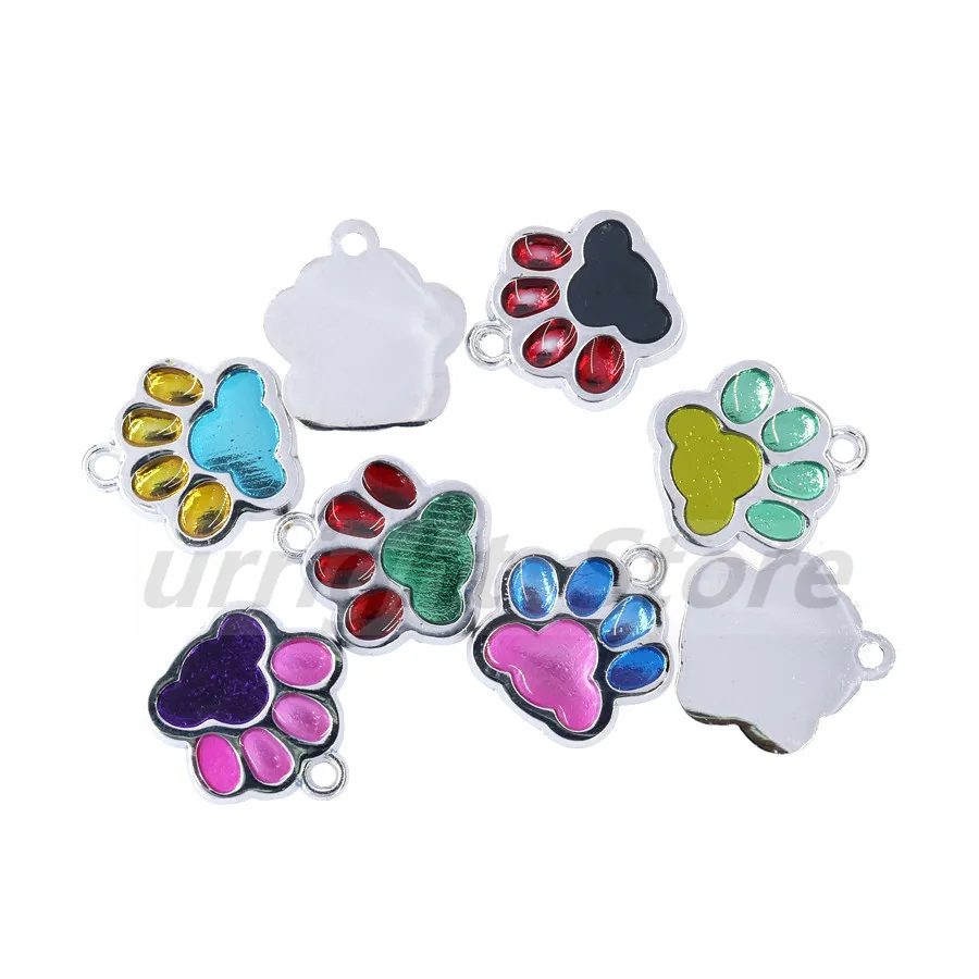 10pcs Enamel Bling Cat Dog/Bear Paw footprint Hang charm fit Rotating Lobster Clasp Key Chain rings bag Jewelry Making HC503 - купить по