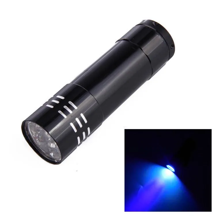 Светодиодная УФ вспышка фиолетового цвета 9 светодиодов 1 режим мини вспыфонарь с