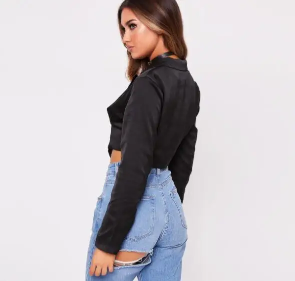 

Cultiseed Women Sexy Deep V neck Suit Jacket Female Single Breasted Cardigan Coat Ladies Long Sleeve Slim Waist Short Coats