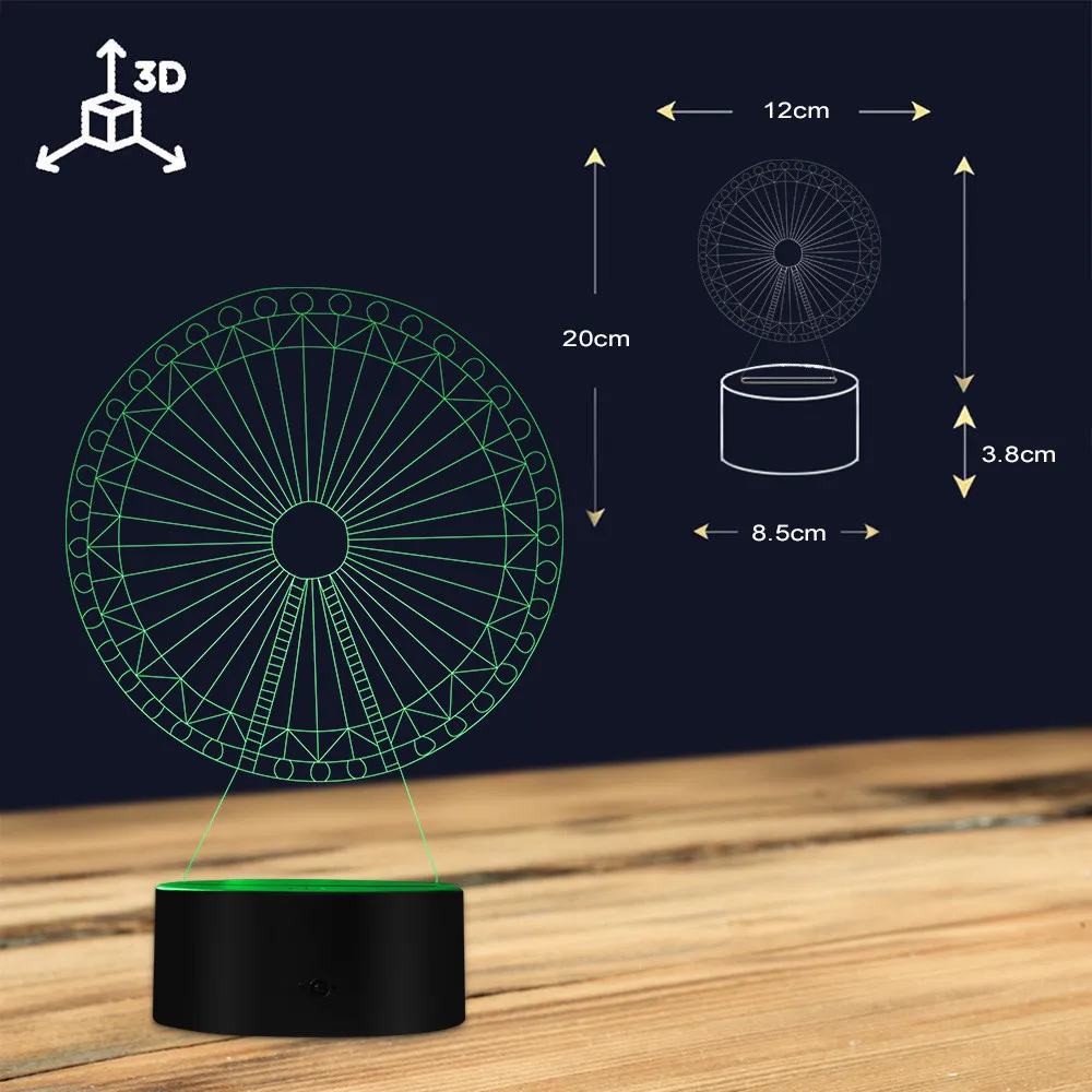 Sky Wheel Оптическая иллюзия ночник 3D карусель с подсветкой декоративное
