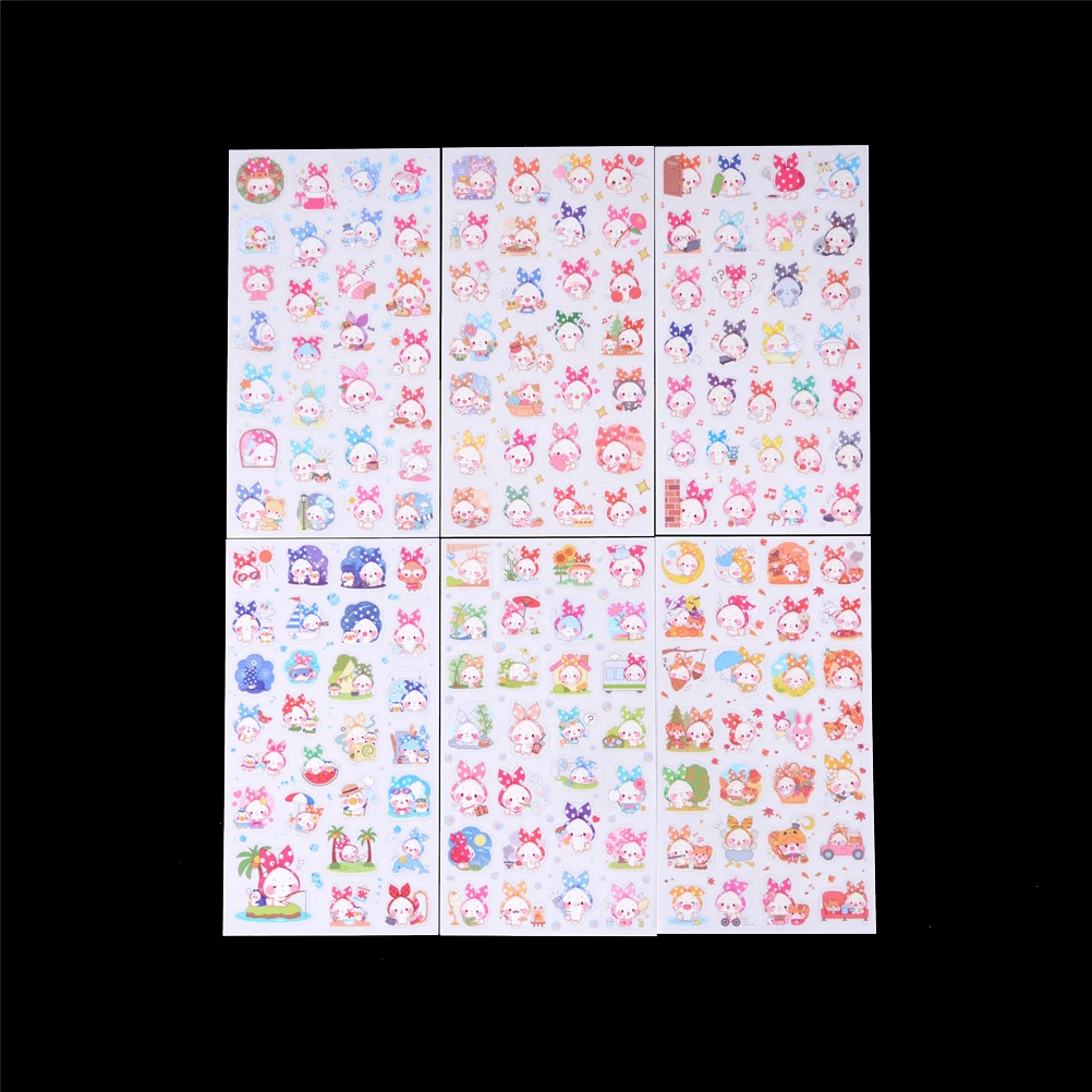 6 цветов милые Мультяшные наклейки из ПВХ для дневника шарфа с животными