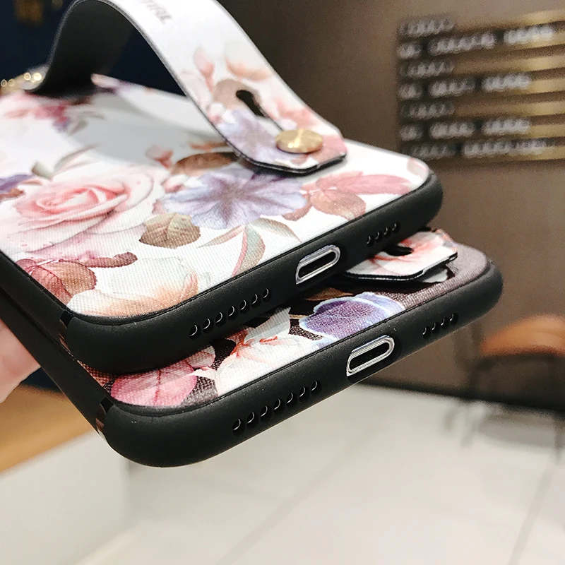 Роскошный чехол для телефона iPhone X XR XS Max 8 7 6 6S Plus силиконовый держатель браслет на
