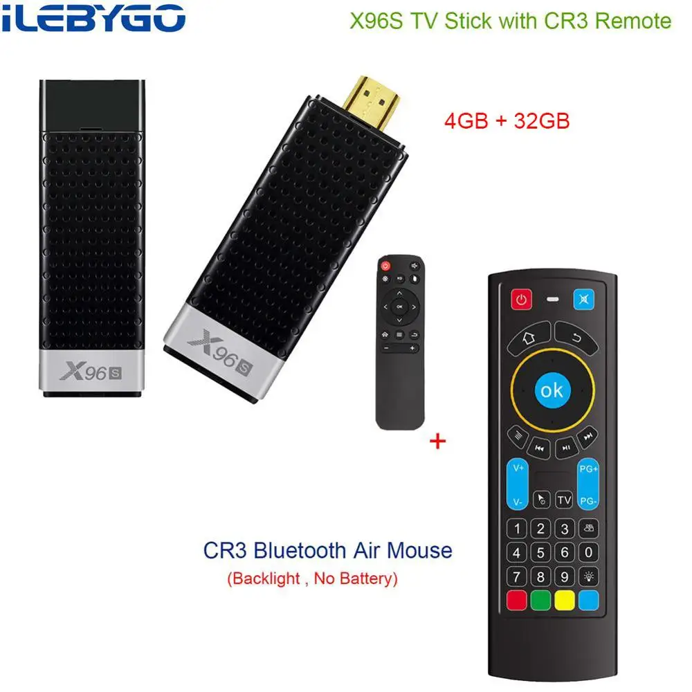Ilebygo X96S 4K Мини ТВ-карта Android 8,1 4 ГБ 32 ГБ S905Y2 четырехъядерный 2,4G& 5 ГГц двойной Wifi BT4.2 1080P H.265 Смарт ТВ-ключ - Цвет: 4g 32g with CR3