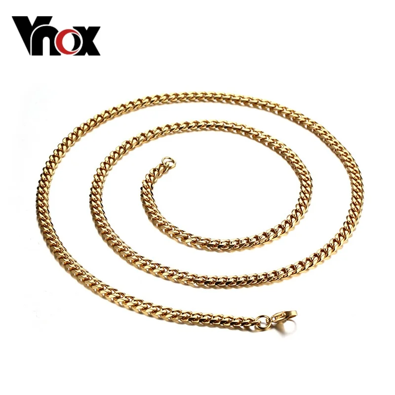 Vnox Для мужчин цепи Цепочки и ожерелья 24/30 дюйма длиной 3/5/7 мм широкий для Титан