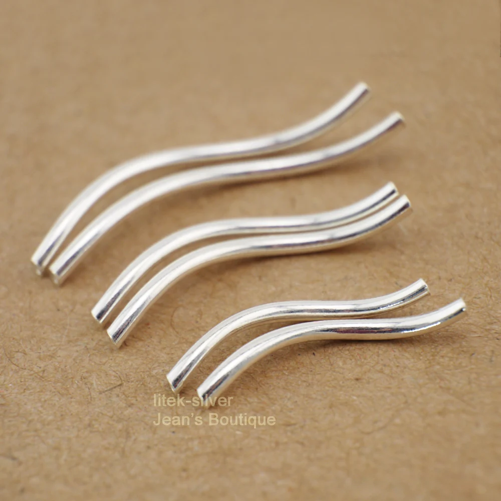 2 шт. S92 цельный браслет из стерлингового серебра SIL Twist Curve Tube Spacer Beads Jewelry A2490 |