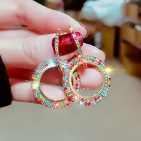2019 jingyang s925 silver needle exaggeration geometry shaped earrings temperament joker colour eardrop earring woman