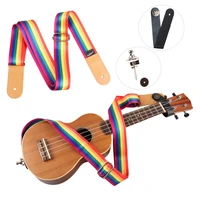 adjustable multicolor ukulele strap soft nylon belt durable pu leather end with 2pcsset strap lock for hawaiian guitar ukulele