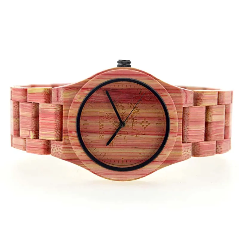 Часы BEWELL женские кварцевые с бамбуковым корпусом брендовые аналоговые ручной