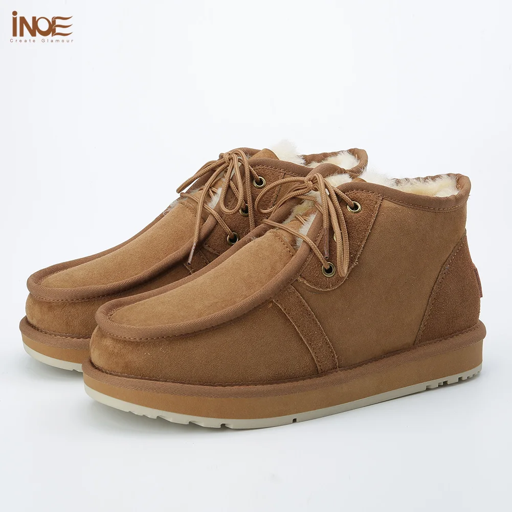 Мужские зимние ботинки на шнуровке из натуральной овечьей кожи|boots snow boots|boots