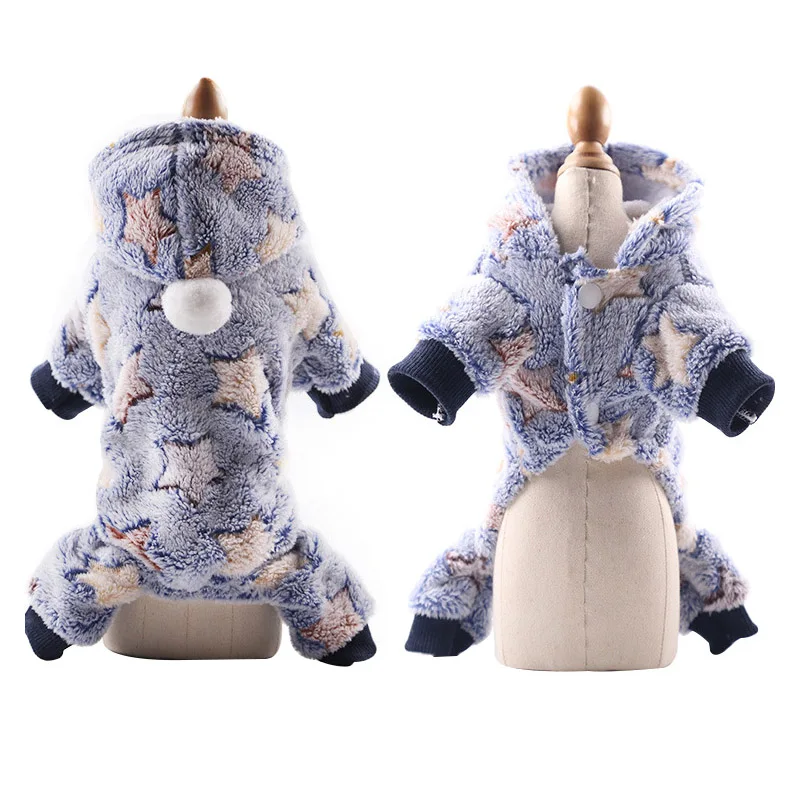 Navy Blue Star Мягкий, флисовый, для собаки спортивный костюм, зимний теплый собака пижамы Костюмы Кофты для щенков пальто для домашних животных, одежда для собак, чихуахуа тцу Тедди - Цвет: Navy Blue Star