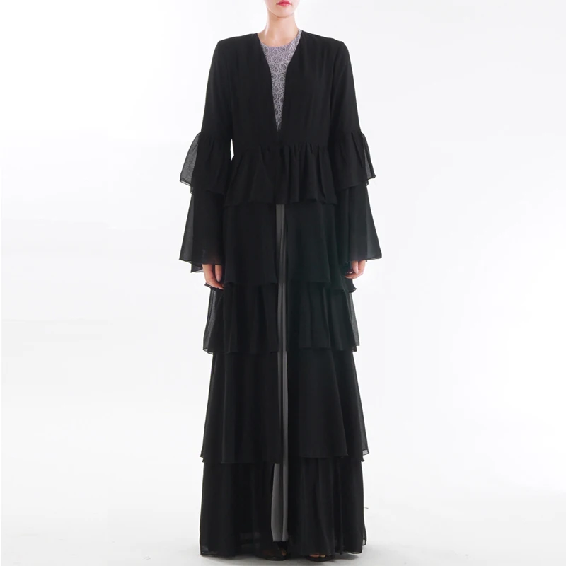 Мусульманское платье Abaya в Дубае женское Плиссированное кимоно с рюшами