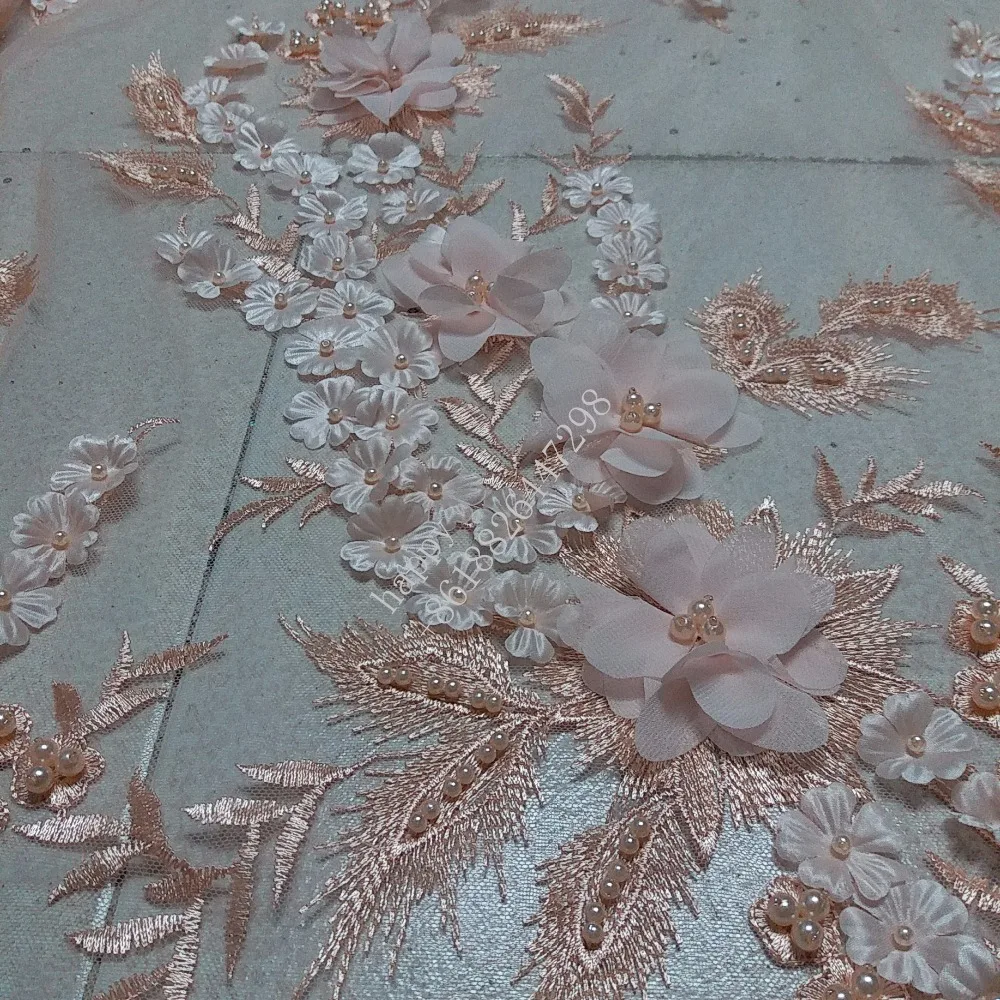 Новейший дизайн 2017 французское кружево красивое 3D Тюлевое с цветочной вышивкой