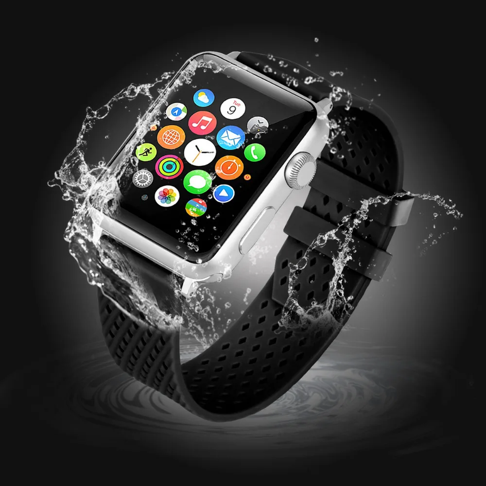 Силиконовый ремешок для apple watch iwatch 3/2/1 38/42 мм спортивный браслет часов дышащий