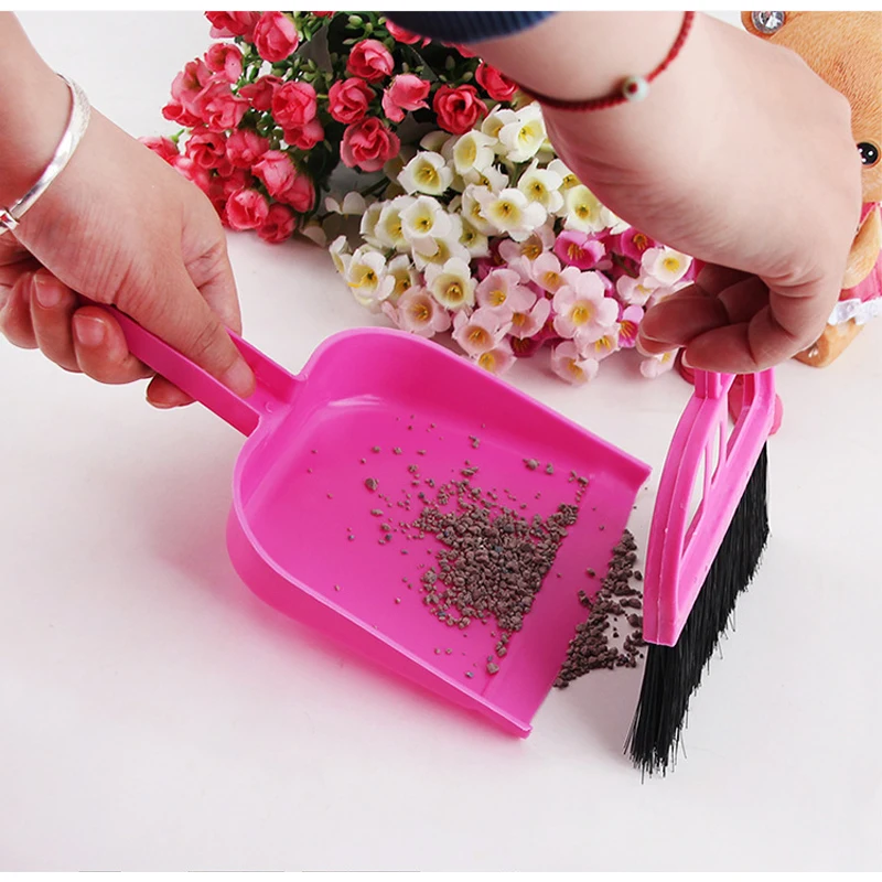 Портативный Мини Совок комплект Pooper Scooper очистки собака Кот отходов метла + корма