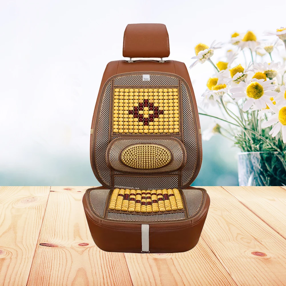 1pc Car Seat Cover Summer Cool Wooden Beads Auto Covers Universal Single Piece Breathable Pad Cushion Supplies | Автомобили и
