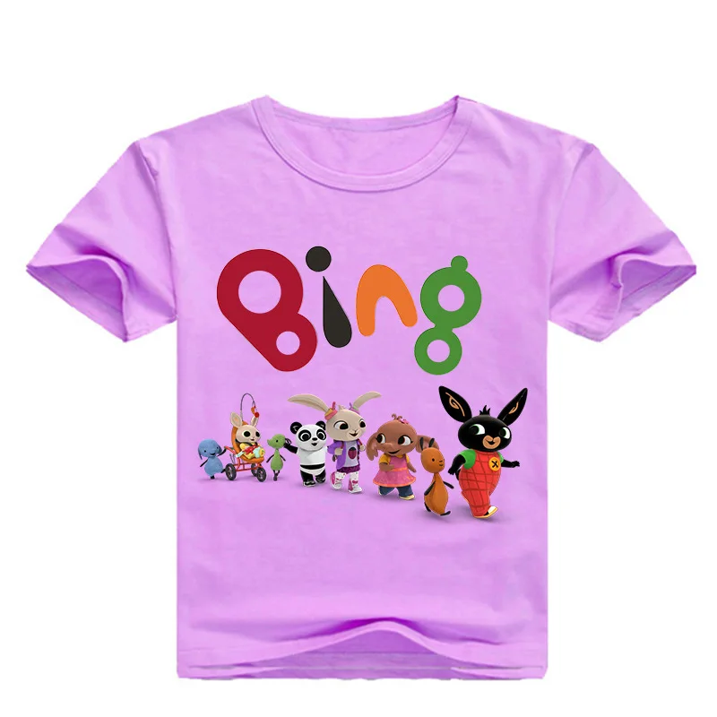 COLOR 2 DLF От 2 до 16 лет Детская летняя футболка GB Bing Bung кролик детская футболка Забавный мультфильм короткий рукав футболки для мальчиков рубашки топы для девочек - Цвет: COLOR 2