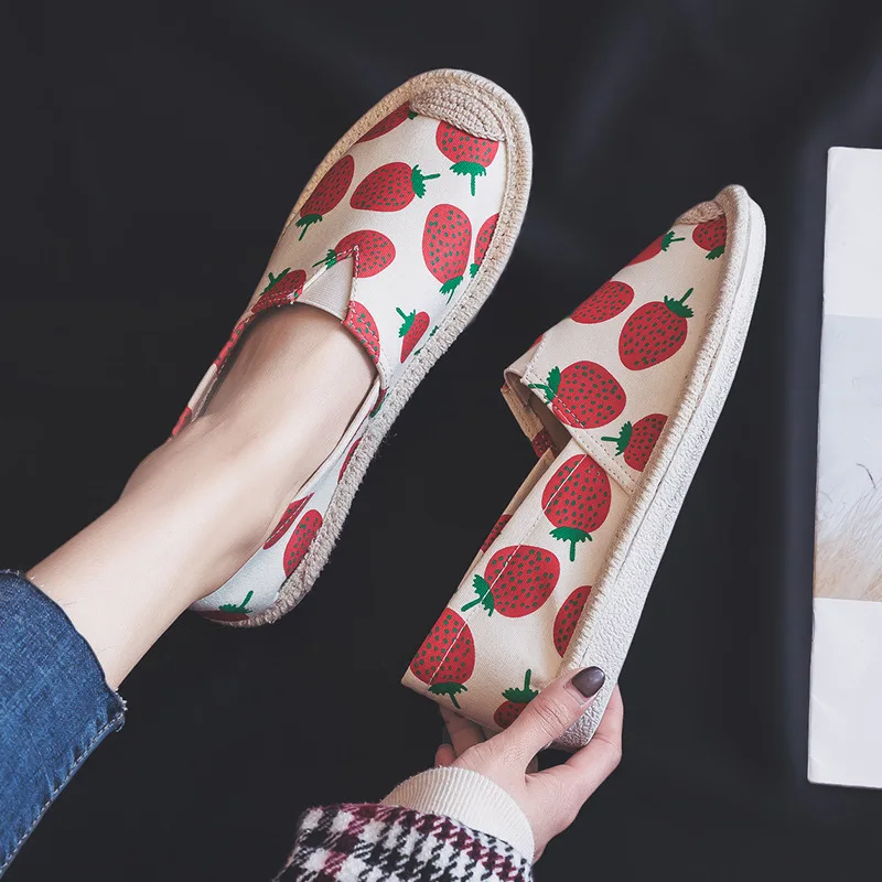 Ананас парусиновая обувь на плоской подошве 2019 г. женские модные весенние Туфли