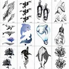 3D черные поддельные татуировки наклейки мультфильм КИТ луковица женское тело руки татуировки Временные девушки Дельфин грудь Шея тату поставки океан