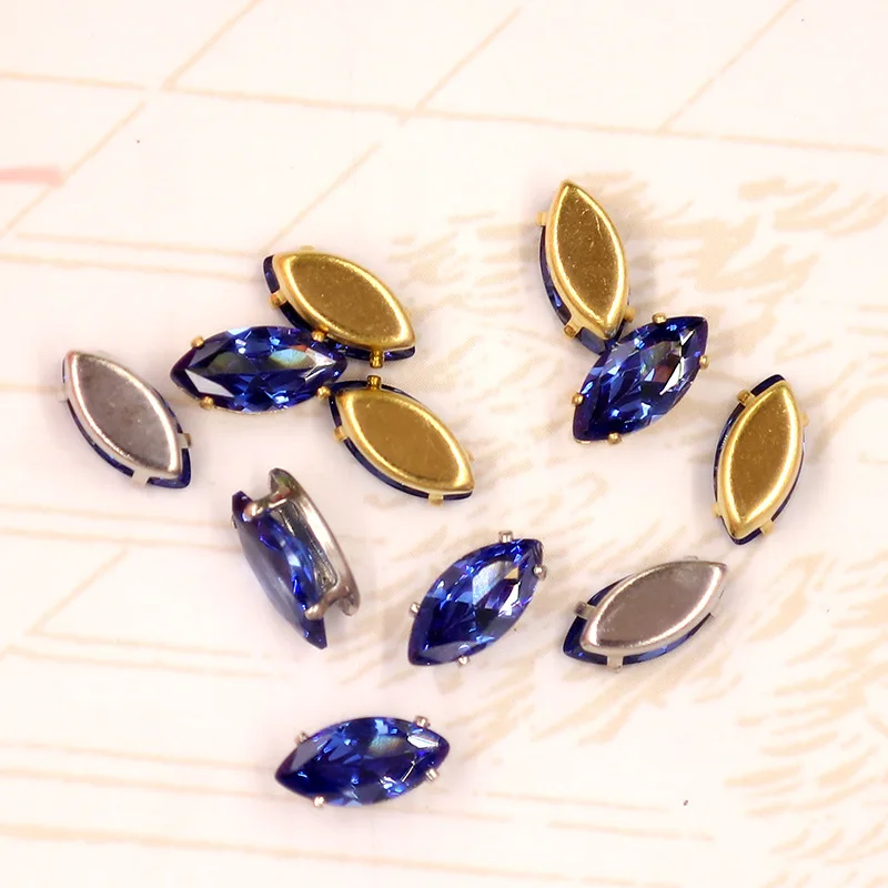 Royalblue 5x10 мм, 20 шт, супер яркий разноцветный глаз, натуральный циркон, пришитые камни для diy/ювелирные аксессуары - Цвет: Royalblue