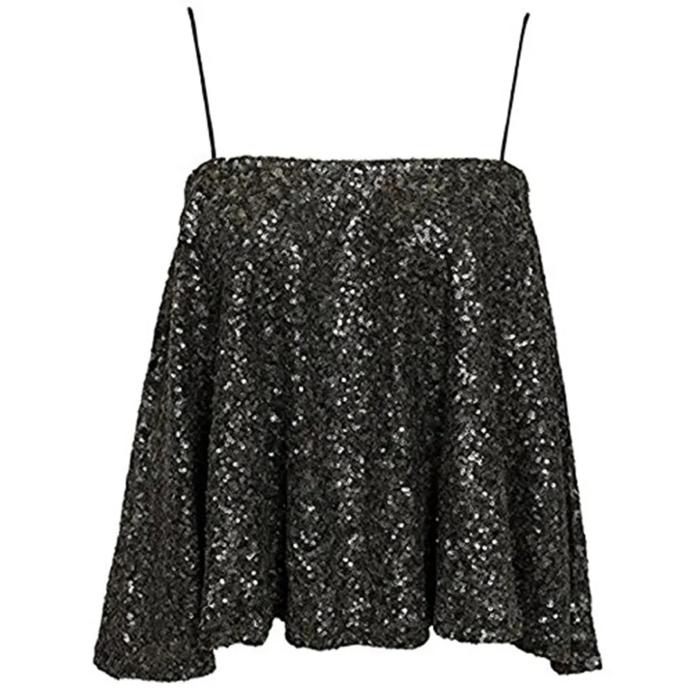 New Fashion Sexy Womens Sequins Glitter Shinny Tank Tops Camis Sleeveless T-Shirt Summer Sparkle Shimmer Vest Crop Top Tee 1.15