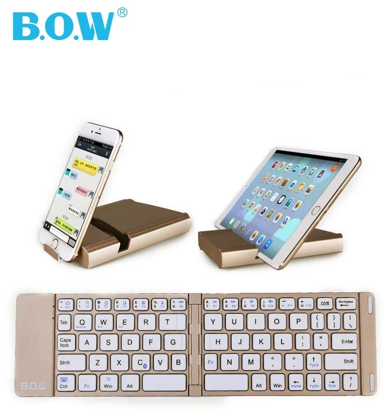 B.O.W HB022 Мини Bluetooth беспроводная клавиатура Беспроводная складная алюминиевая с
