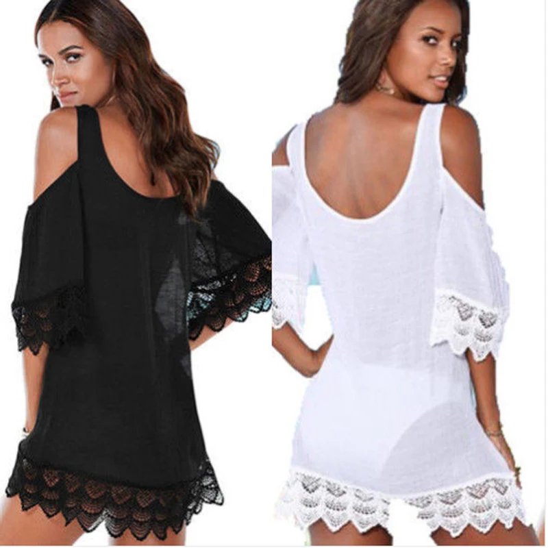 US New Sexy Women Lace Crochet Bathing Suit Bikini Swimwear Cover Up Beach Dress | Женская одежда