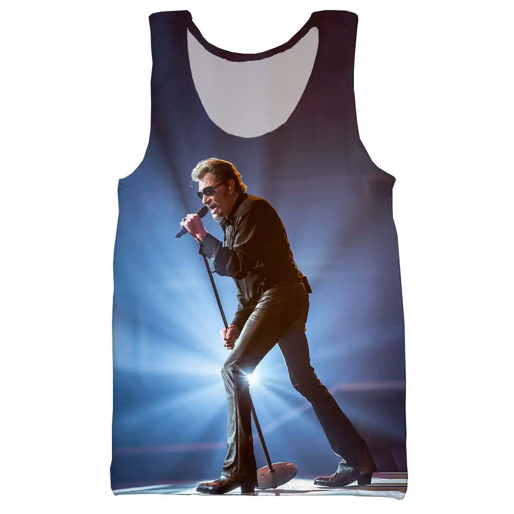 Топ на бретелях Giant star Johnny Hallyday с 3D принтом для мужчин модный крутой летний топ и