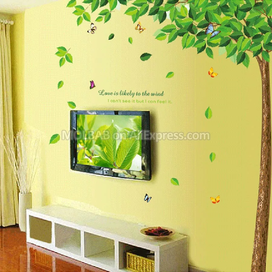 XL Big Green Tree Sticker Large Wall Stickers Decorative Living Room Sofa TV Background Removable Decals Bedroom Home Decor