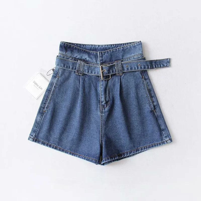 Dark Blue Onlyoung летние женские джинсовые шорты с высокой талией винтажные хлопковые шорты с поясом синие черные сексуальные женские джинсовые шорты - Цвет: Dark Blue