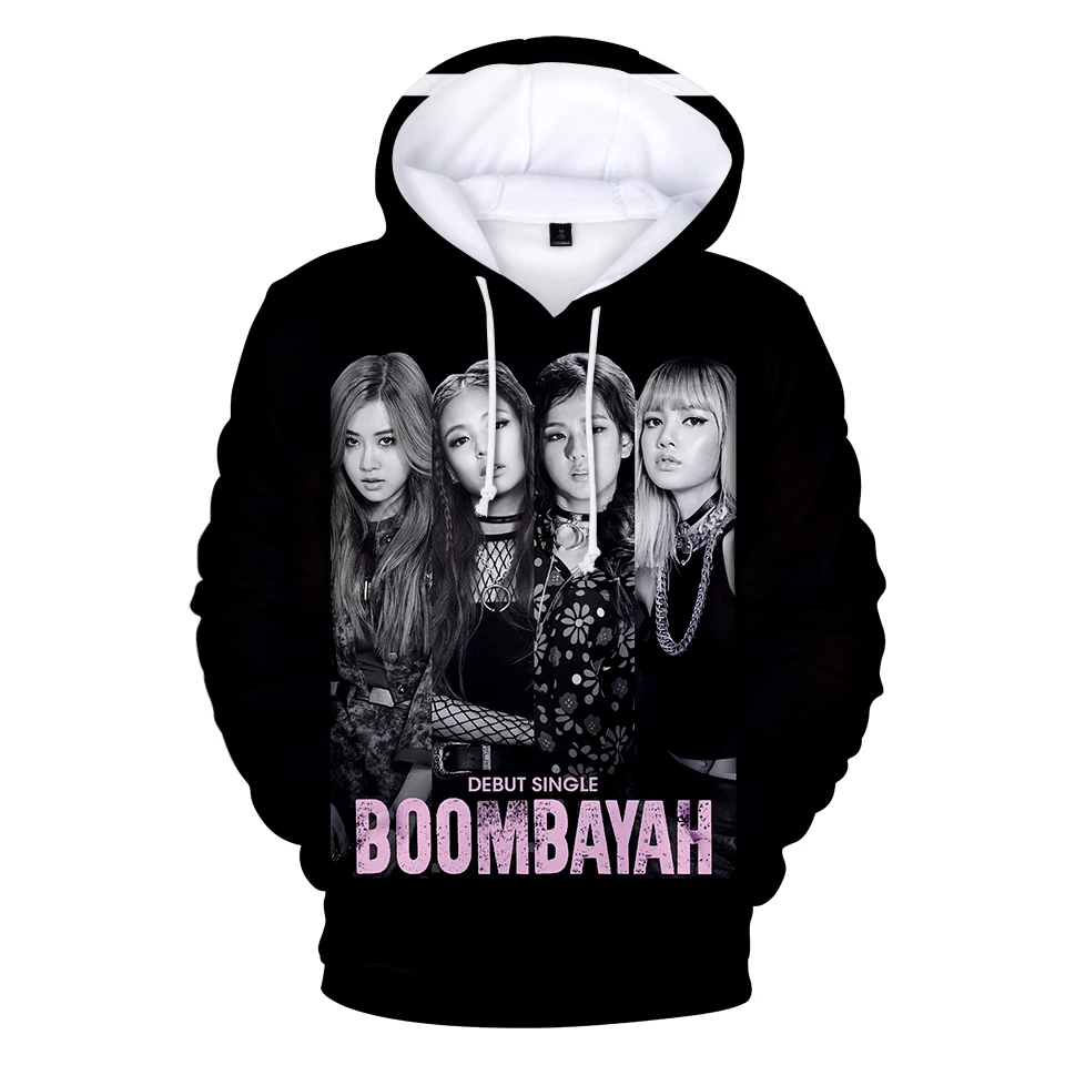 VAGROVSY Kpop Черный Розовый BOOMBAYHA 3D Толстовка для женщин и мужчин Модная популярная с длинным рукавом Harajuku Хип Хоп унисекс Hooides