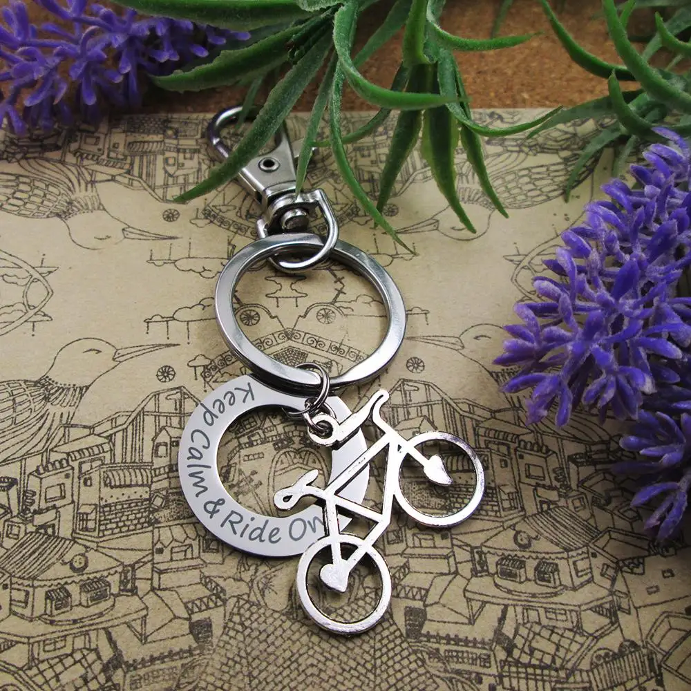 Брелок для ключей ключница из нержавеющей стали с надписью Keep Calm & Ride велосипедом