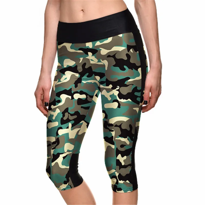 Брюки Капри женские 7 точечные брюки армейский зеленый камуфляж цифровой принт с
