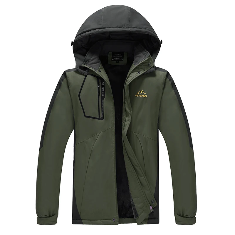 Новинка, 12XL, 10XL, 9XL, 8XL, мужская зимняя куртка, пальто, качественная, с хлопковой подкладкой, ветрозащитная, толстая, теплая, мягкая, брендовая одежда, с капюшоном, мужские парки - Цвет: Army green