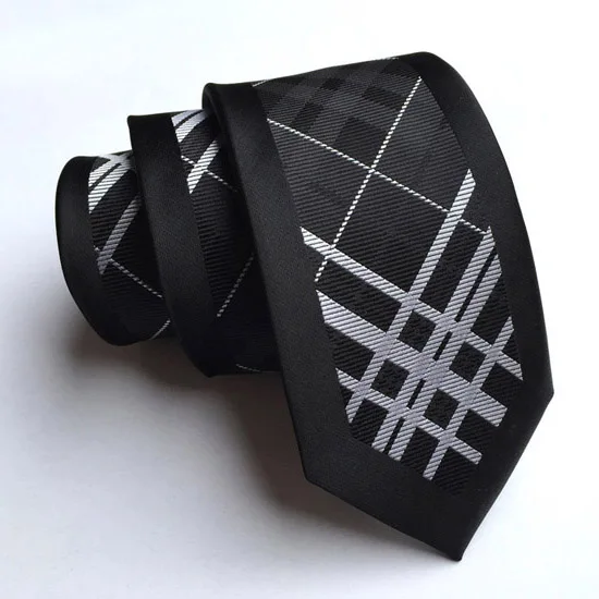 Уникальный узкий галстук 6 см дизайнерский с черной каймой и белыми галстуками в