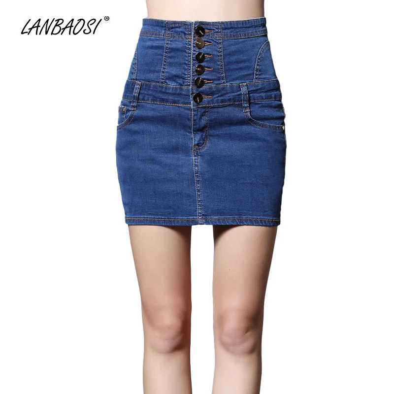 Мини юбка женская джинсовая с завышенной талией в ковбойском стиле|denim miniskirts|pencil